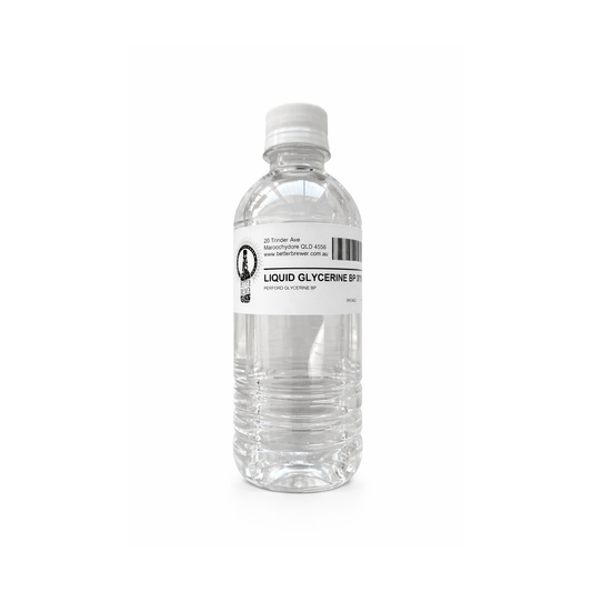 Liquid glycerine 375ml in a clear bottle.