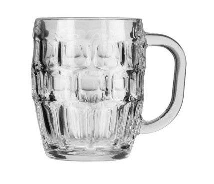 GLASS DIMPLE BEER MUG HANDLE 285ml