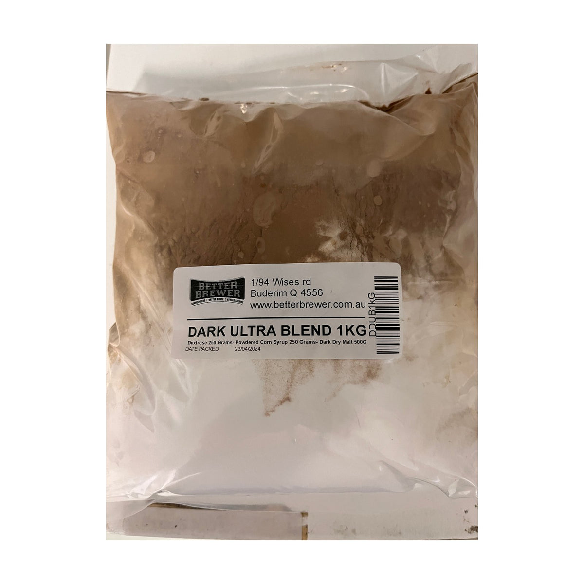 Dark Dry Ultra Blend 1kg Brew Enhancer 3 in a labelled bag.
