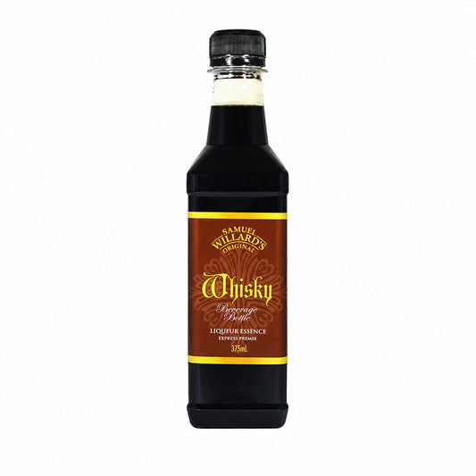 A bottle of Samuel Willard Premix Whiskey with a label indicating it is a liqueur flavored with herbs and spices, 1125ml size.