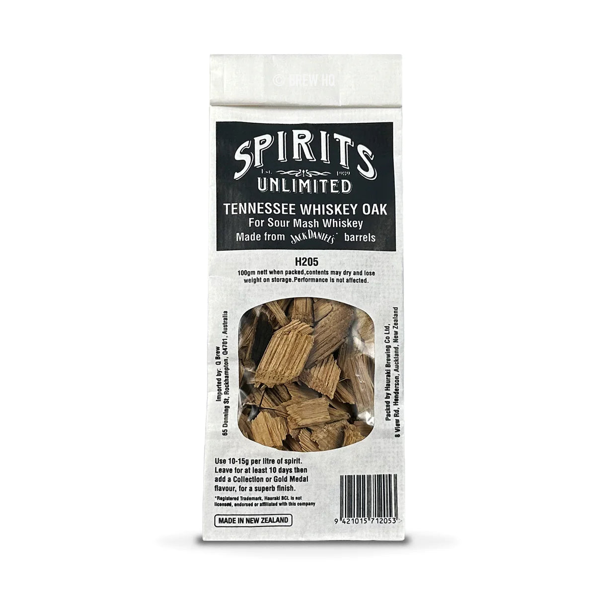 SPIRITS UNLIMITED TENNESSEE JACK DANIELS WHISKEY OAK CHIPS 100g