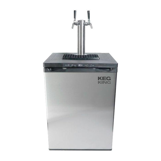 Keg King Kegmaster XL Premium double tap kegerator on a white background.