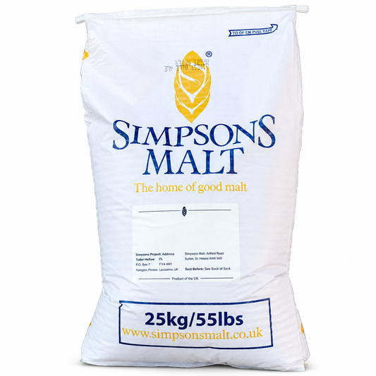 Simpsons Malt grain bag on a white background