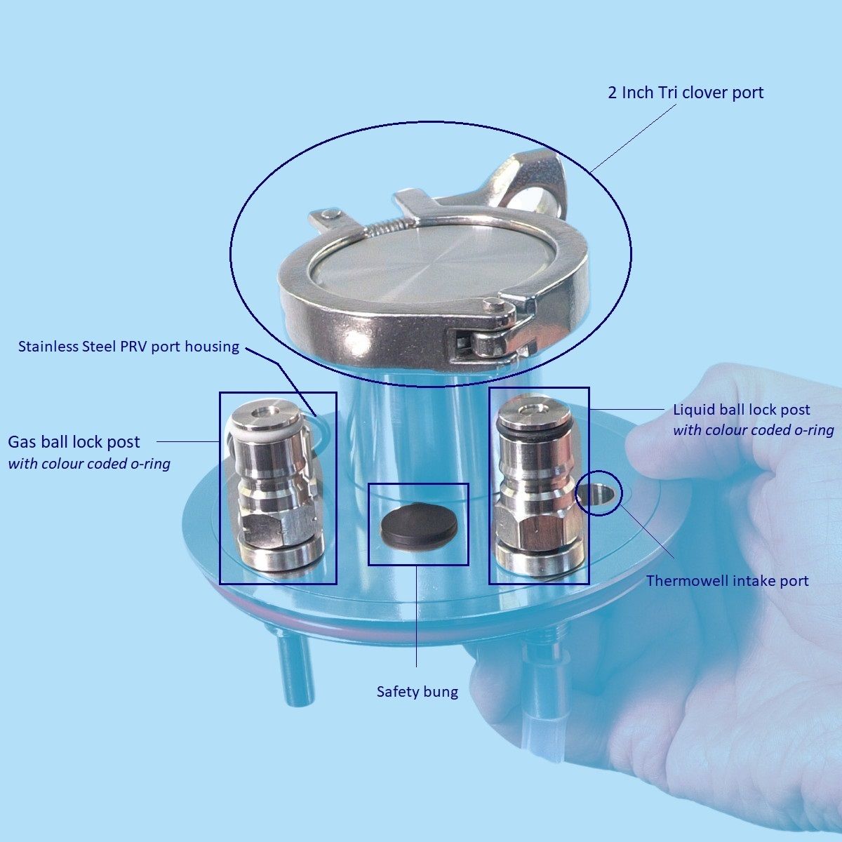 Apollo Stainless Steel Pressure Lid (2in Tri-Clover)
