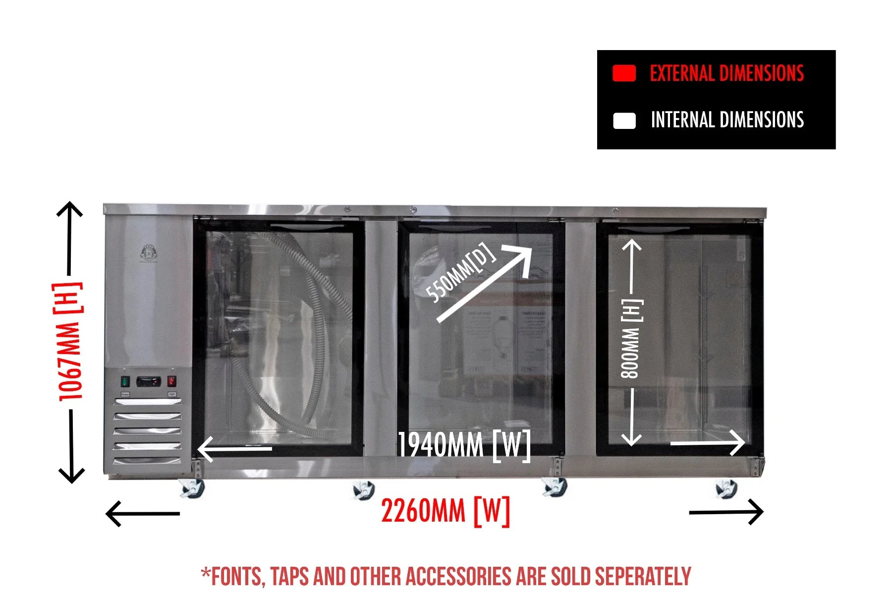 Super Deluxe Three Door Kegerator