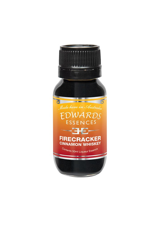 Bottle of Edwards Essences Firecracker Cinnamon Whiskey flavouring on a white background to clone a Fireball