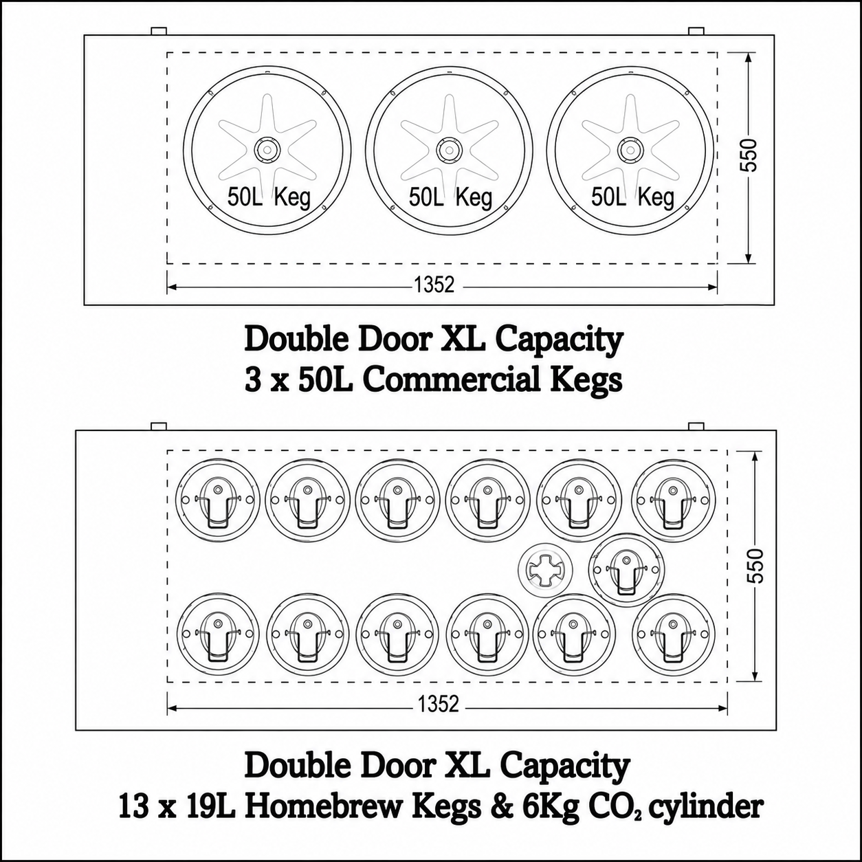 Super Deluxe XL Two Door Kegerator