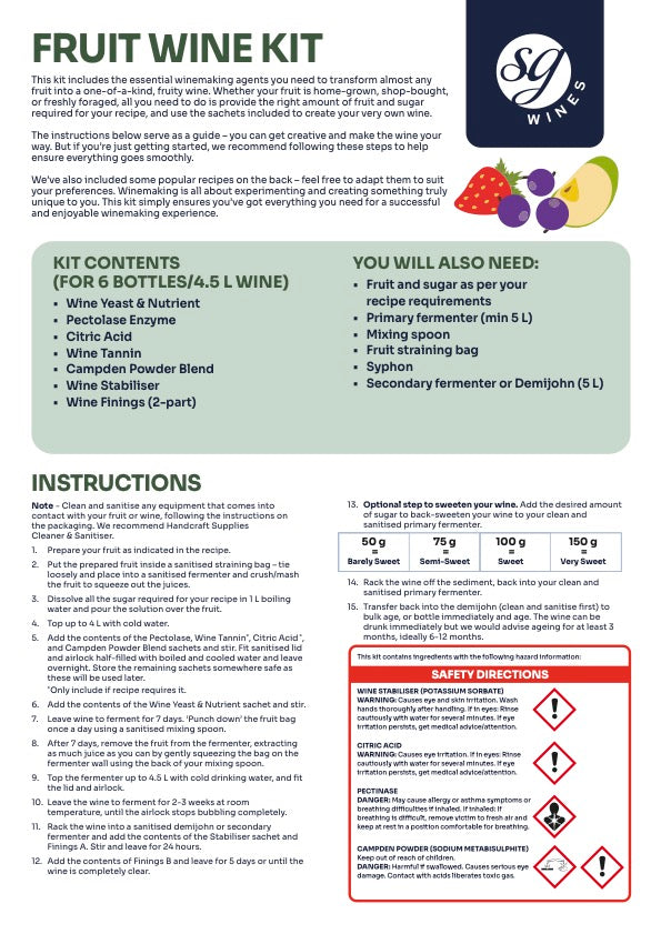 SG Wines Fruit Wine Kit