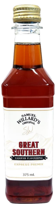 Bottle of Willard's Great Southern brand syrup with a white label.