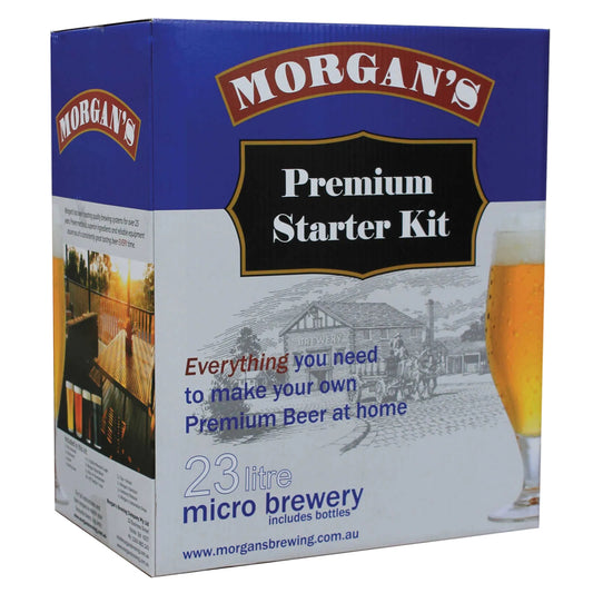 Morgan's Premium Starter Kit for home brewing beer on a white background