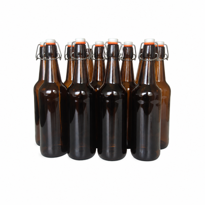 Amber flip top bottles with more space around them
