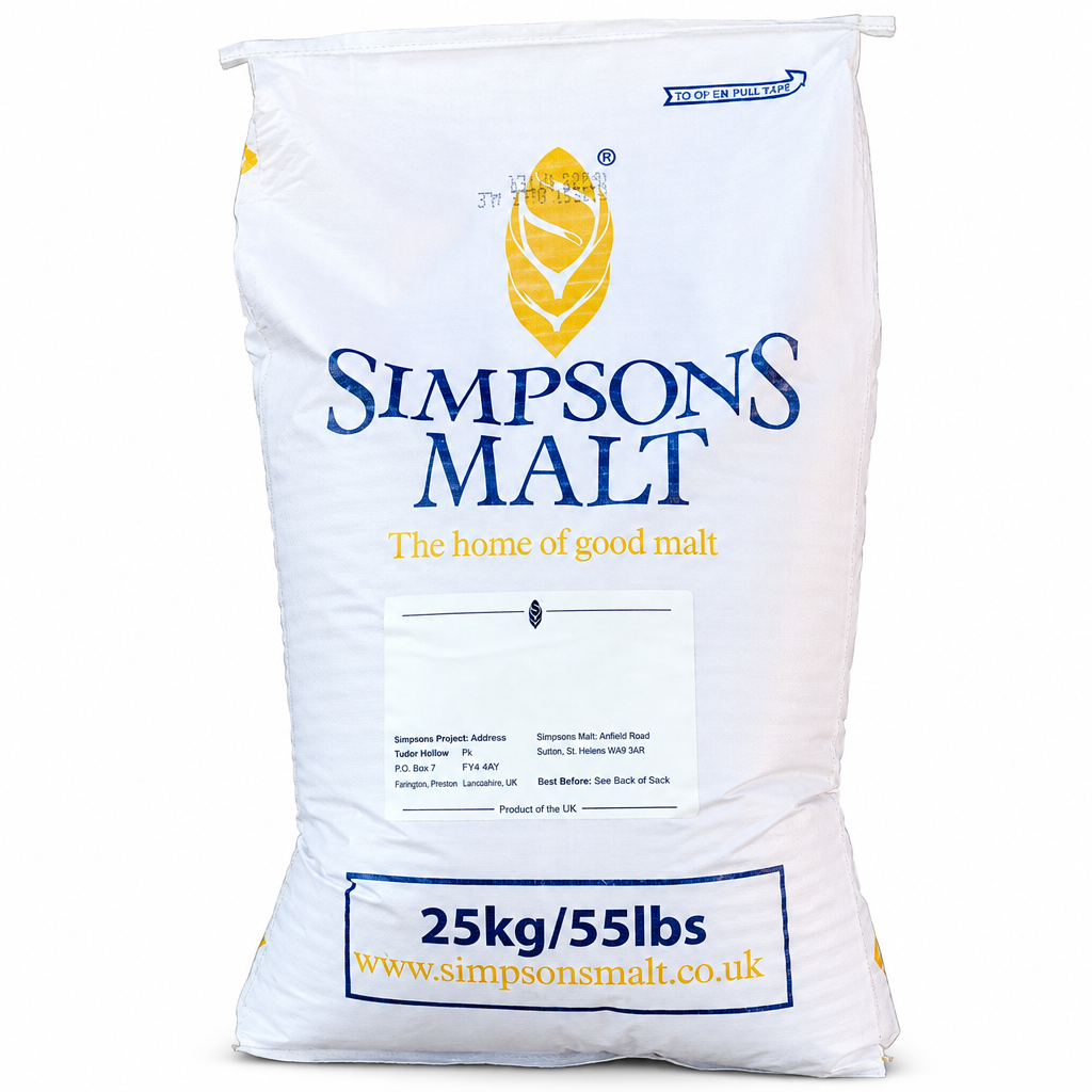 Simpsons Malt grain bag on a white background
