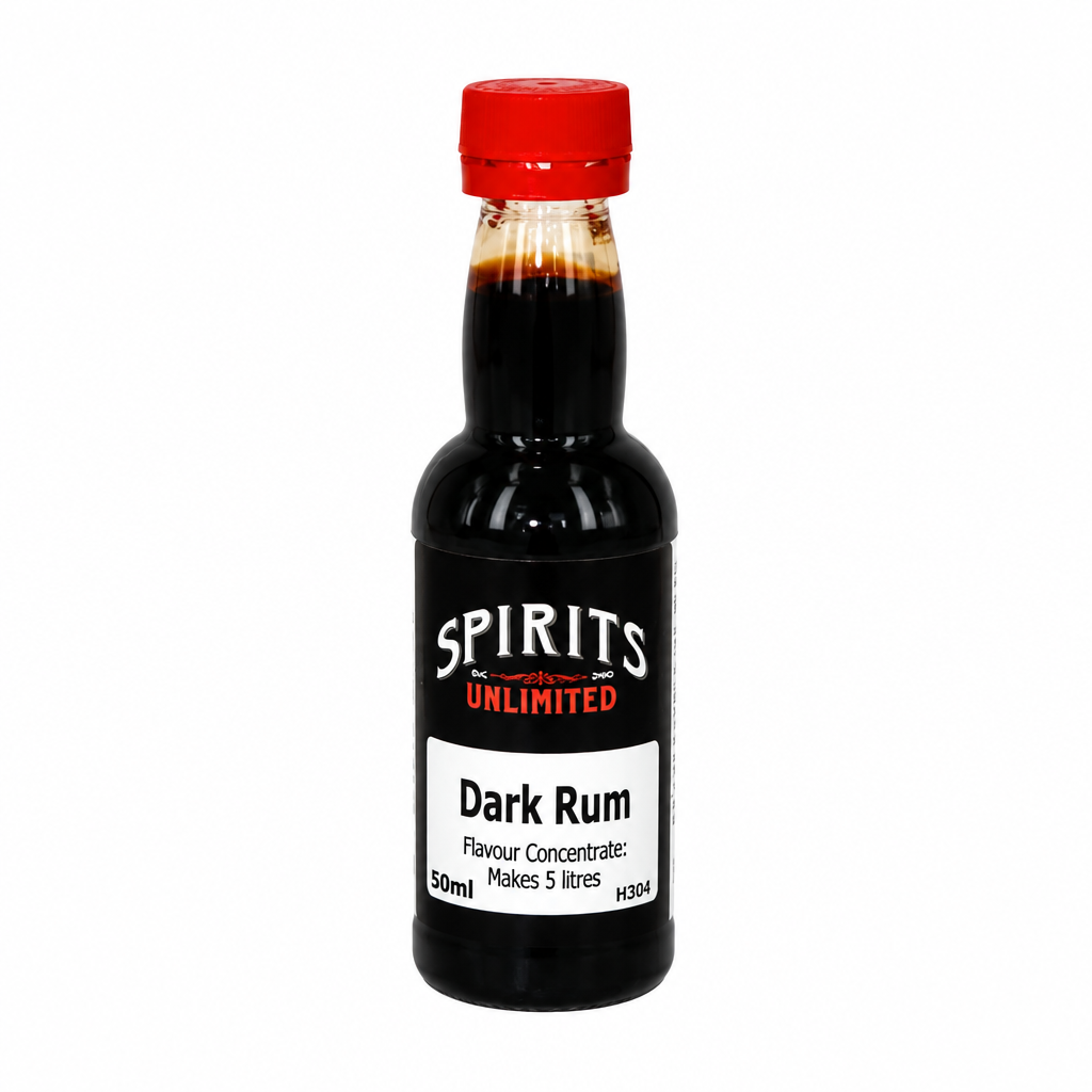 Traditional Dark Rum bottle on a white background