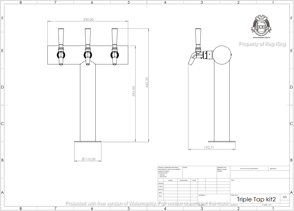 TRIPLE TAP Font T Bar FasTap UltraT with Taps