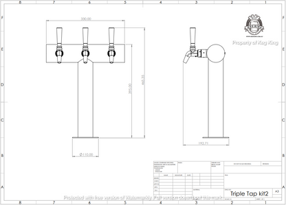 TRIPLE TAP Font T Bar FasTap UltraT with Taps
